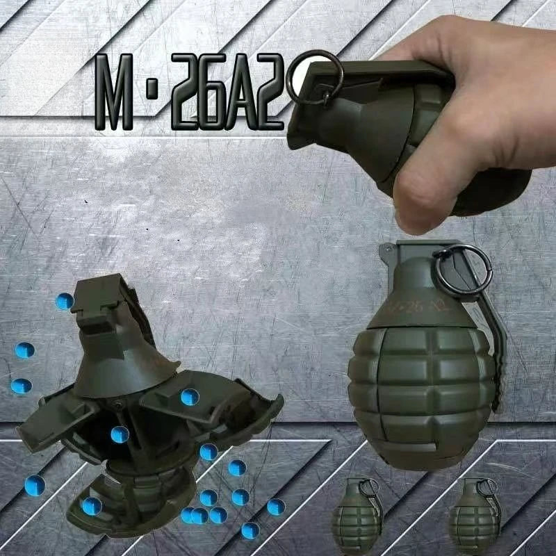 Giocattolo tattico ricaricabile per granate CS Granate a mano Giocattoli Modello giocattolo Giochi di battaglia a percussione alimentati a molla Paintball tattico Airsoft