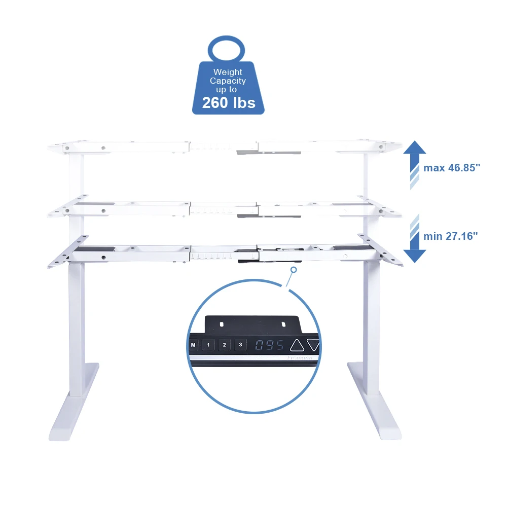 2022 OKIN Hot Sale Small Sit Stand Desk Frame Adjustable Desk Frame Timer Lifting Computer Desk