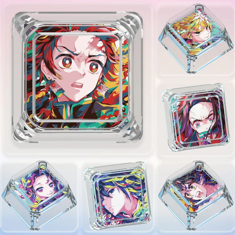 

Demon Slayer Keycaps Anime Custom Tanjiro Kamado Artisan Point Key Cap Transparent Original Gaming Mechanical Keyboard Keycap