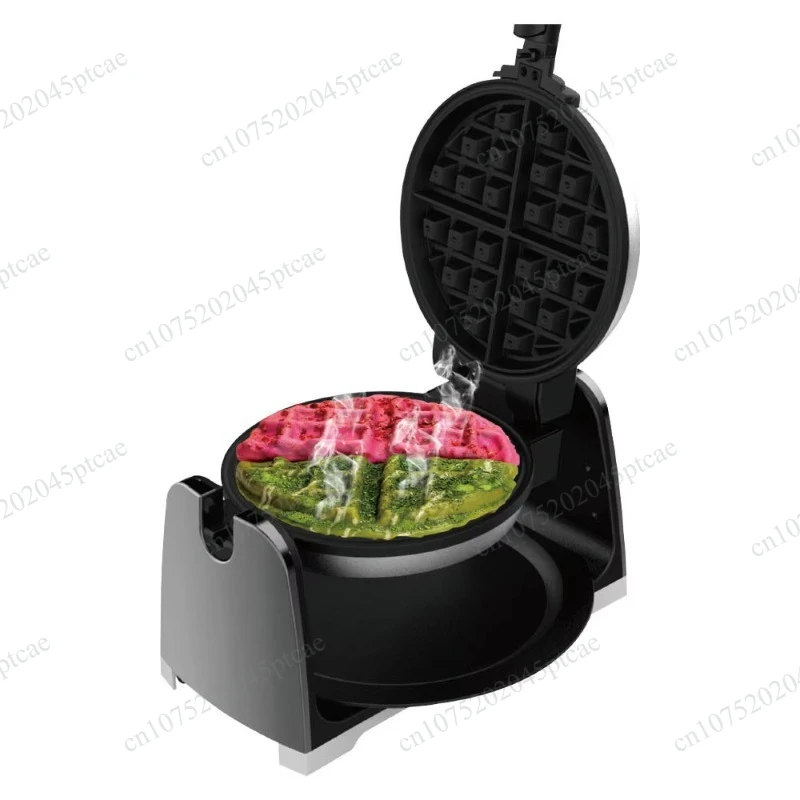 Used for waffle bread baking, European style rotating waffle maker, double-sided heating household breakfast machine