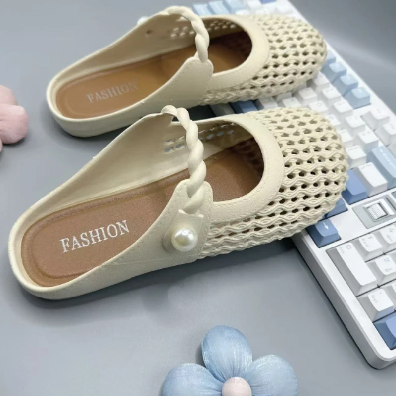 Summer Breathable Baotou Half Slippers Hollow Out Lightweight Women's Sandals All-Match Anti-Slip Women's Slippers Woman Shoes