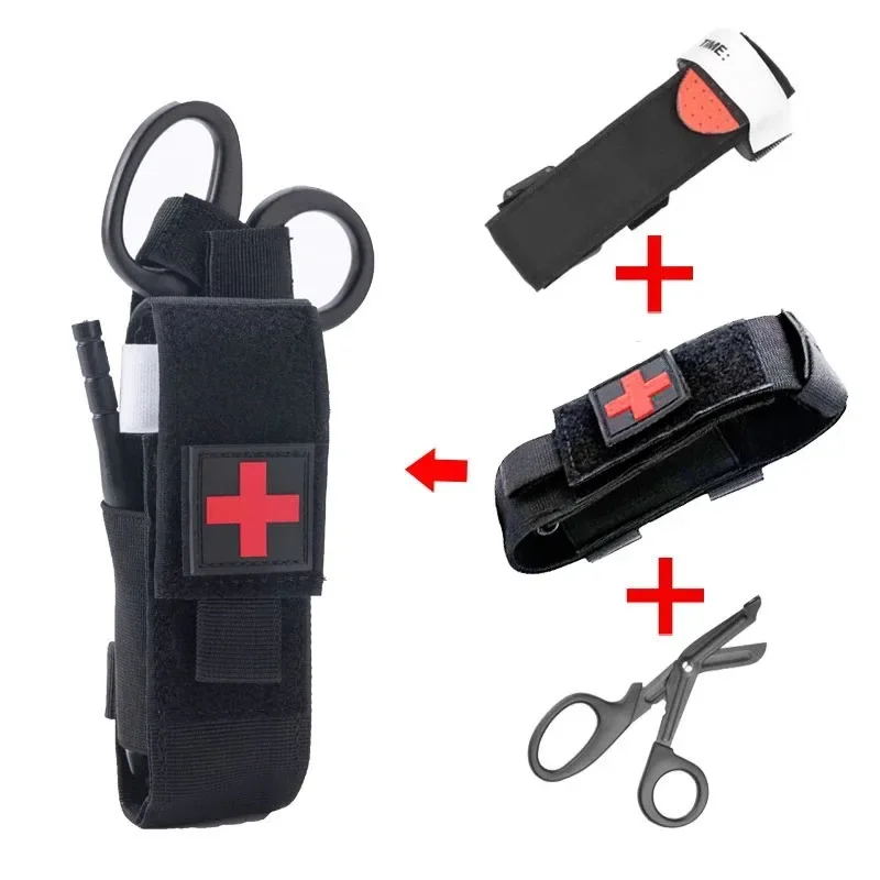 Tactical Military First Aid Kit, Tourniquet,  Survival Set, Pouch Nursing Holder, Medical Gear, Scissors Bag, Outdoor Equipment