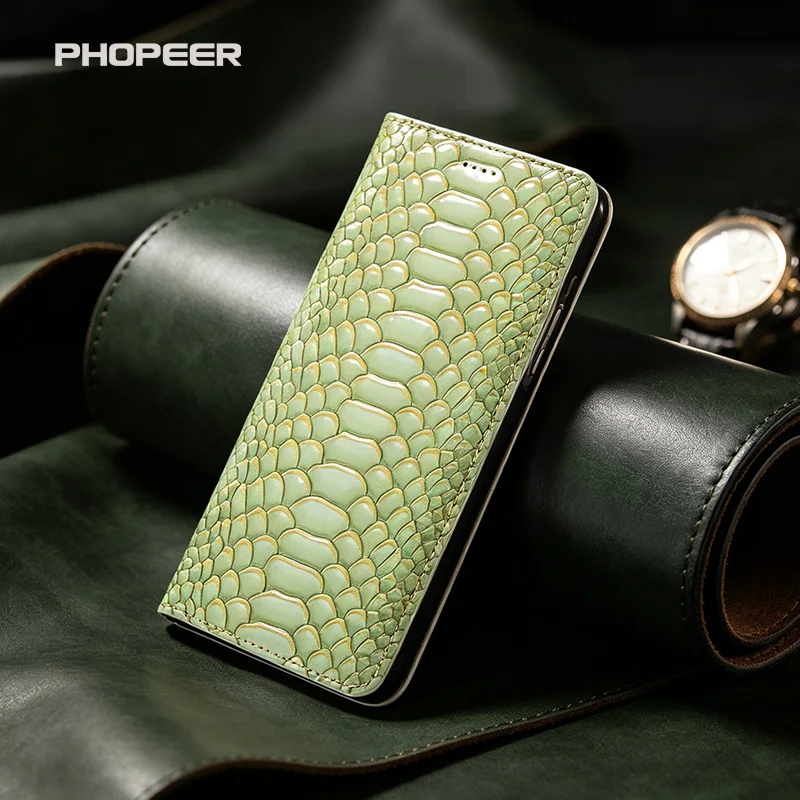 Luxury Genuine Leather Case for VIVO iQOO 15 13 12 11 10 9 8 7 R S Pro Plus Ultra Python-patterned PU leather phone case