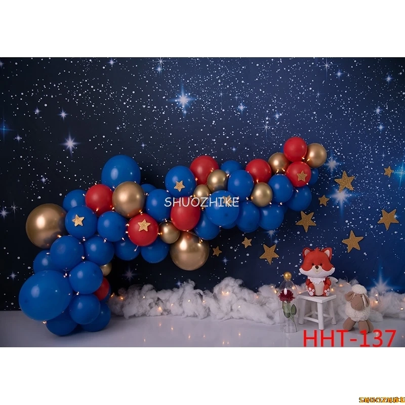 SHUOZHIKE Personalized Decoration Colorful Balloon Illustration Background Newborn Baby Birthday Photography Backdrops  FSS-1