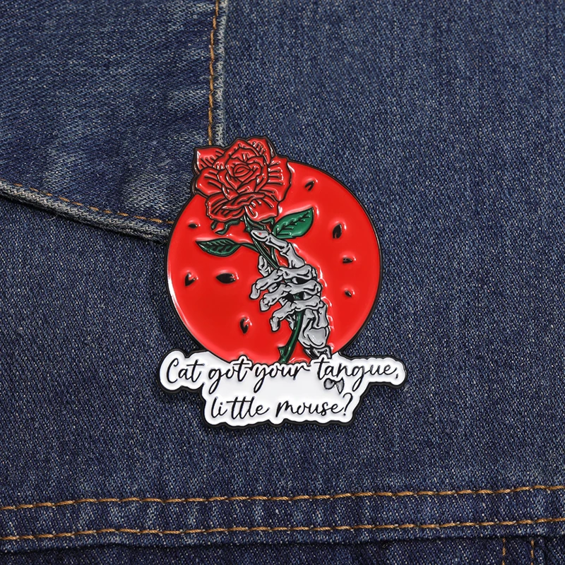 Cat Got Your Tongue Little Mouse Enamel Pin Dark Romance Haunting Adeline Quote Brooch Lapel Badge Jewelry Gifts For Friends