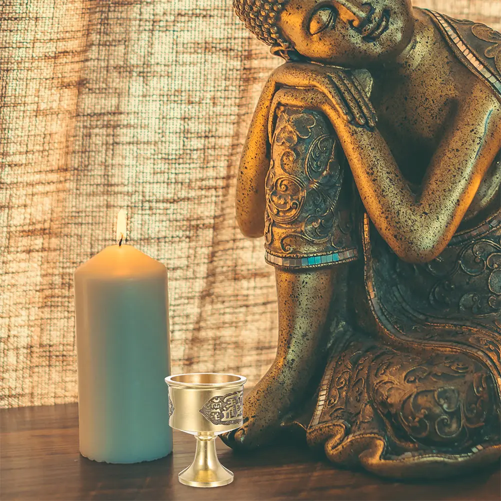 

2Pcs Premium Copper Buddha Water Cup Offering Accessory Buddhist Container Glassware