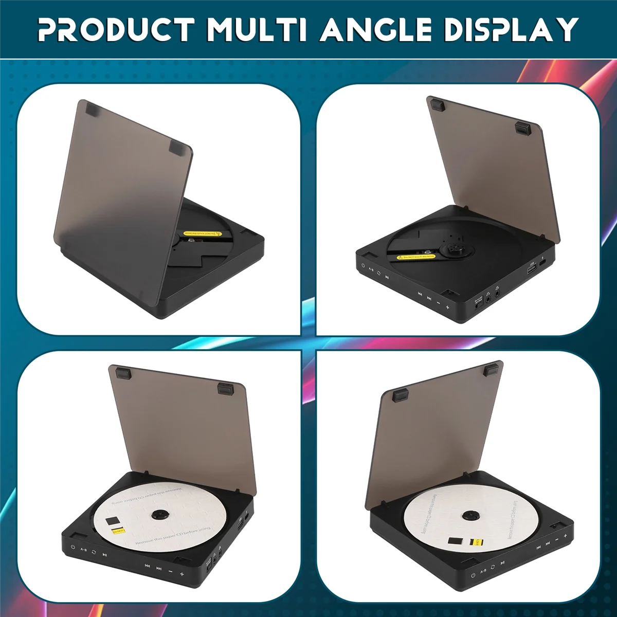 Portable CD Player Double Headphone Version Contact Button Reproductor CD Rechargeable Shockproof LCD Display