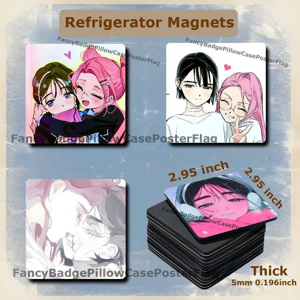 

A-Alien Stage Sua Mizi Fridge Refrigerator Magnet Set Creative Square Decorative Adhesive Stickers Magnets Festival Gift