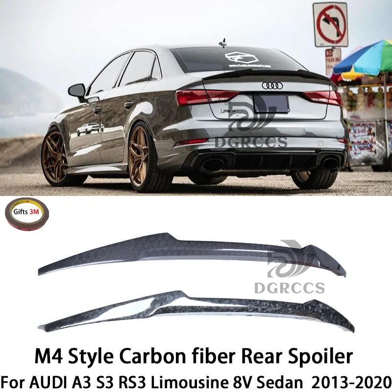 

For AUDI A3 S3 RS3 8V Limousine Sedan M4 Style Rear Spoiler Trunk Wing 2013-2020 Forged carbon Carbon fiber Honeycomb FRP