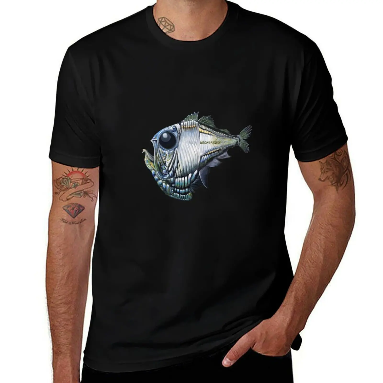 DEEP SEA HATCHET FISH painting by nechtriggy T-Shirt Work Duty Casual T-Shirt