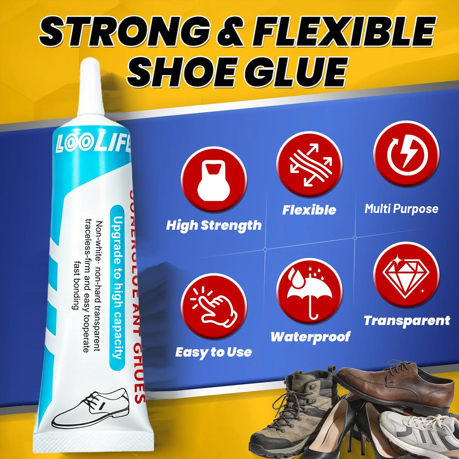 60ML Shoe Glue for Sole Repair Clear Flexible Strong  Adhesive Waterproof For Boots Leather Rubber Sole Fixing Home Outdoor Tool view 2