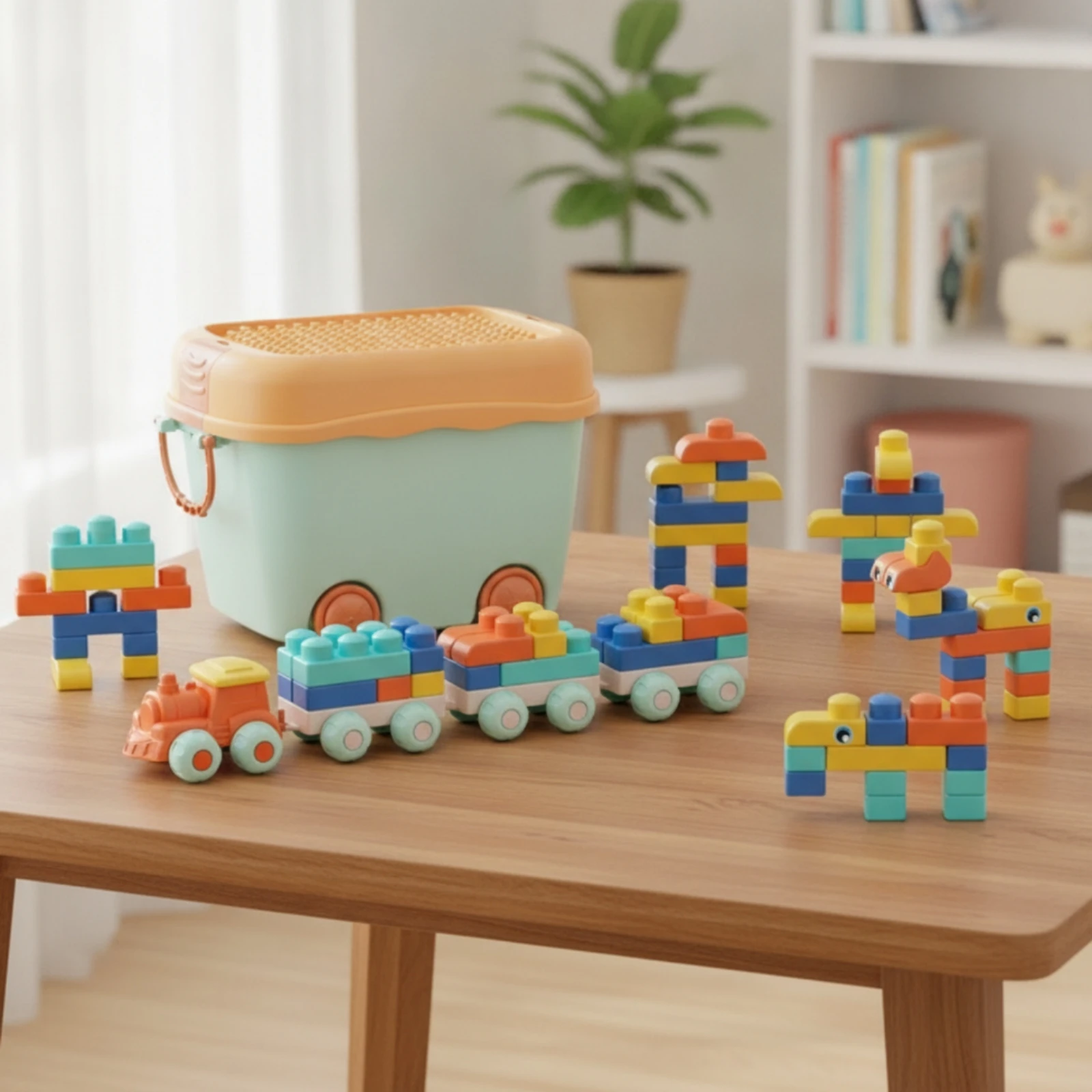 154 Pieces Soft Rubber Building Blocks Chunky Building Blocks with Storage Container BPAsafe Non for Toddlers, Playroom