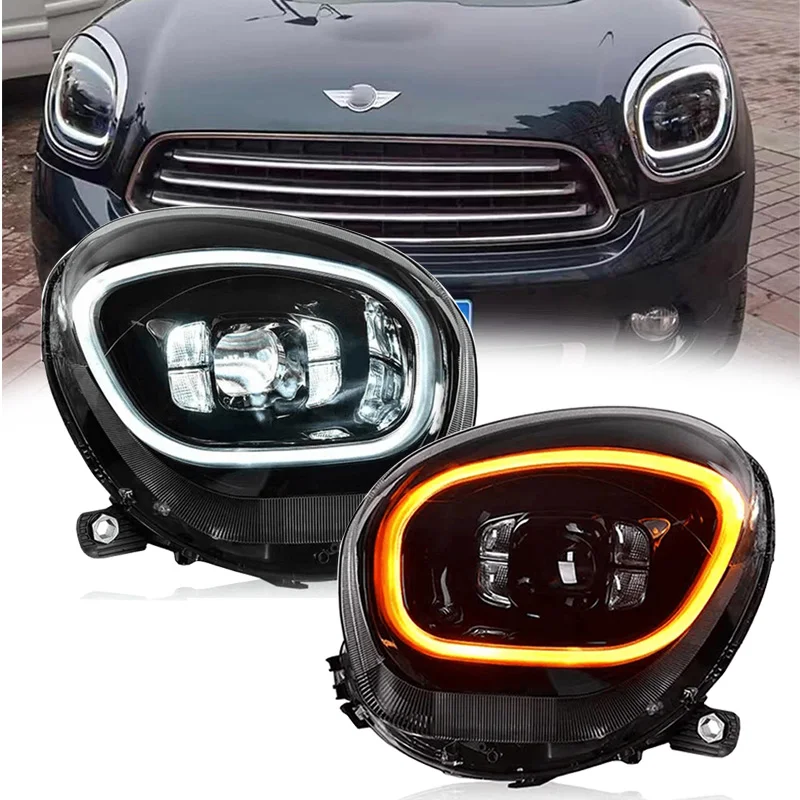 

For Mini Countryman R60 headlight 2007-2016 LED Headlights Start-Up 7 Color Animation DRL Dynamic Turn Signal Lamp Bifocal Lens