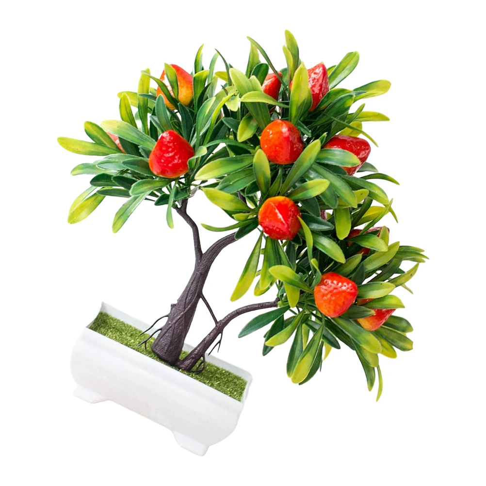 

Simulation Strawberry Bonsai Artificial Fruit Plant Desktop Decor Vivid Easy Room Office Shop Fake Tree Exquisite