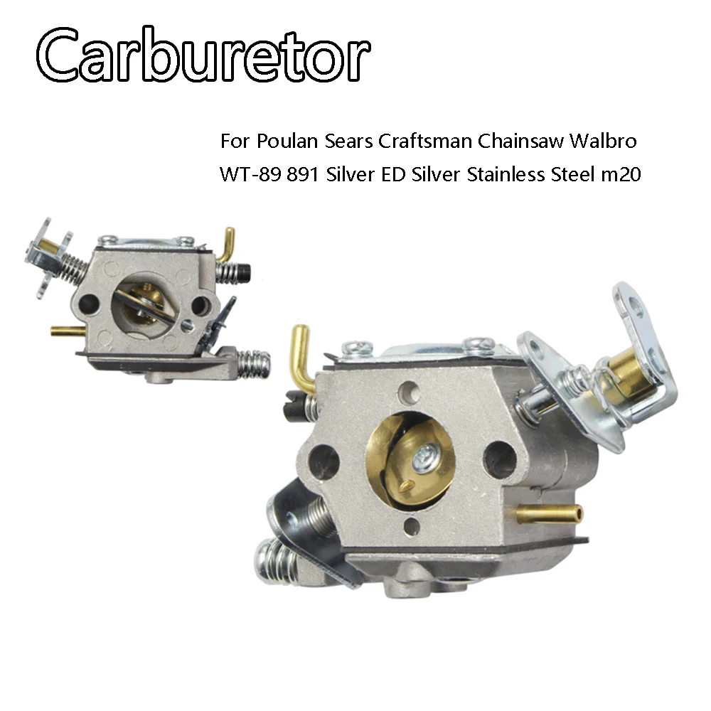 Carburetor Carb For Poulan Sears Craftsman Chainsaw Walbro WT-89 891 Silver ED Silver Stainless Steel m20