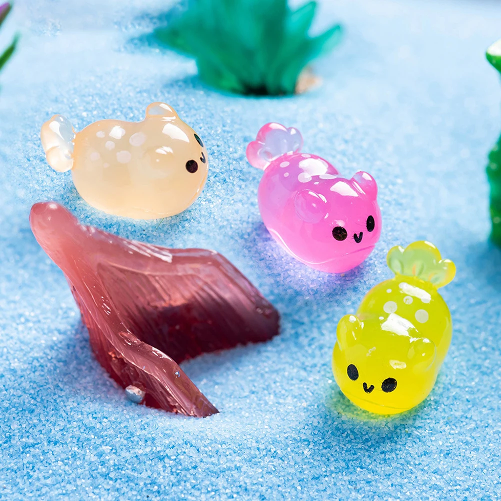 

12pcs Marine Animal Ornaments Fish Tank Accessories Glow Dark Resin Figurines Landscape Decoration Mini Scene Ocean Shapes Sea