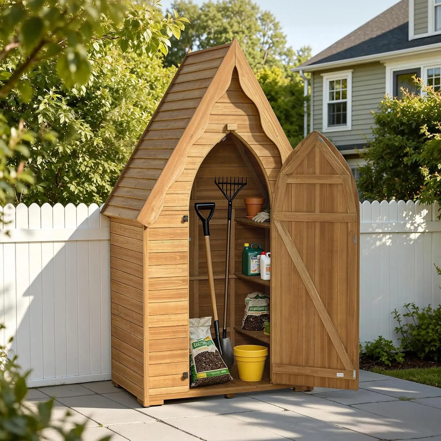 Outdoor Storage Cabinet, Wooden Garden Tool Shed for Yard 1955
