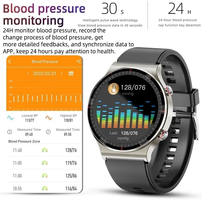 Imagem -06 - Oxigênio no Sangue Saudável Relógio Inteligente Homens Ecg Mais Ppg Temperatura Corporal Precise Monitor de Freqüência Cardíaca Smartver Hrv Pressão Arterial Relógios