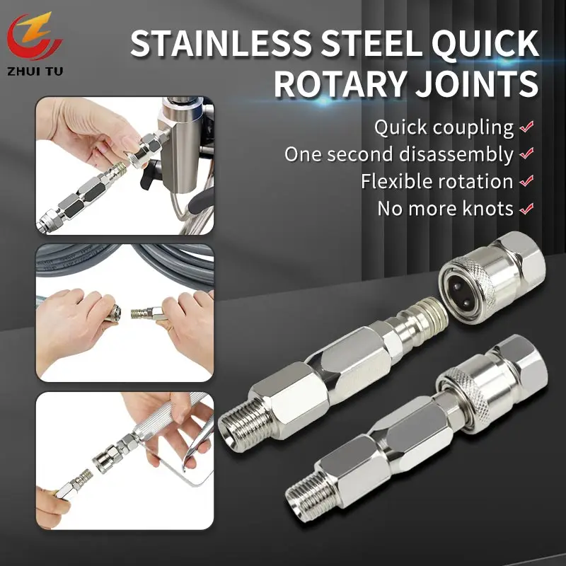 Airless Spray Swivel Joint  360 Quick Joint Fittings Stainless Steel Sprayer Connector Suitable for Airless Paint Spray Gun Part