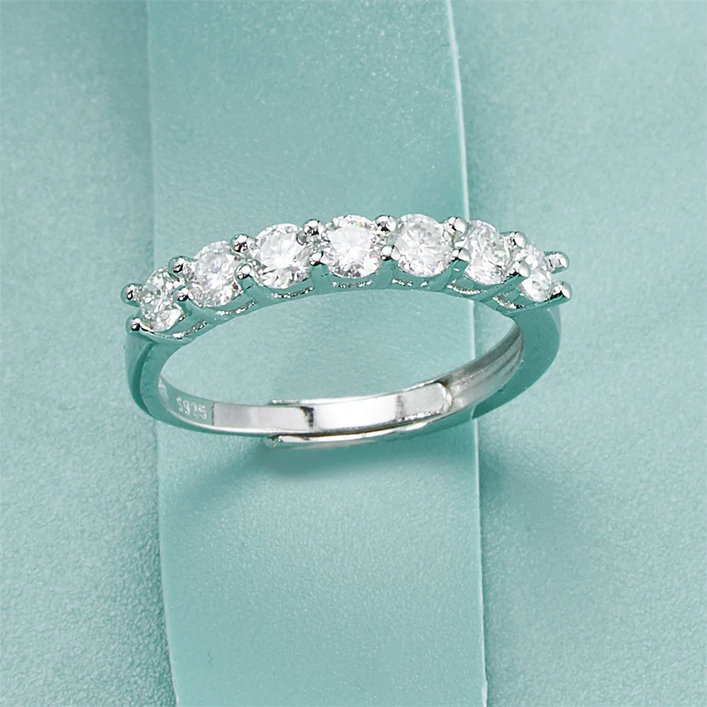 

Simple Eternity Simulated Moissanite Ring 925 Sterling Silver Sparkling Simple Thin Wedding Band Rings For Women Fine Jewelry