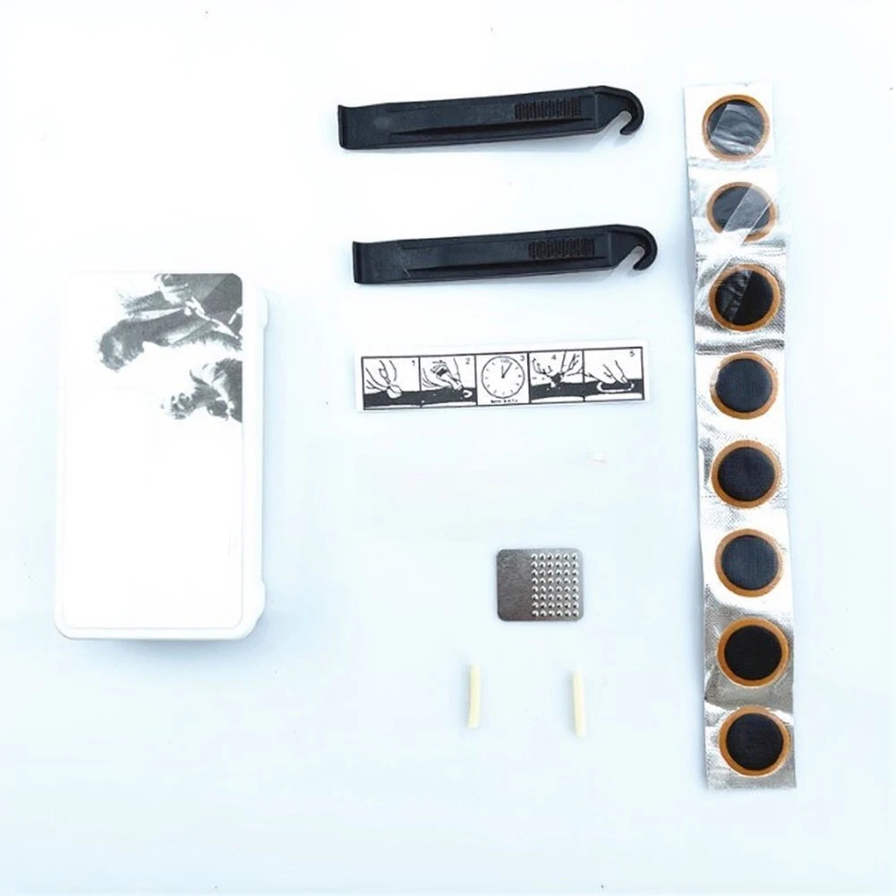 Bike Tire Repair Kit for On-the-Ride Repairs with 2 Tire Levers 1 Metal File 8 Patches for For mountain Road For Gravel view 2