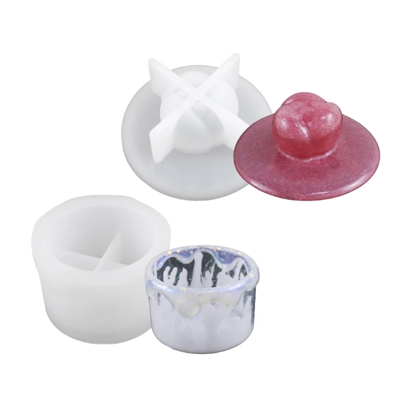 Flower Storage Box Mold Jar Molds with Lid Jewelry Container Silicone Mould Epoxy Mold for Pen Holder and Cup R3MC