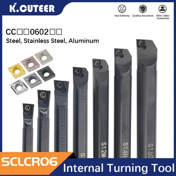 1 Uds S07K-SCLCR06 + 1 Uds S10K-SCLCR06 + 1 Uds S12M-SCLCR06 soporte de torno herramienta de torneado barra perforadora 7/10/12/16mm + 10 Uds insertos CCMT0602