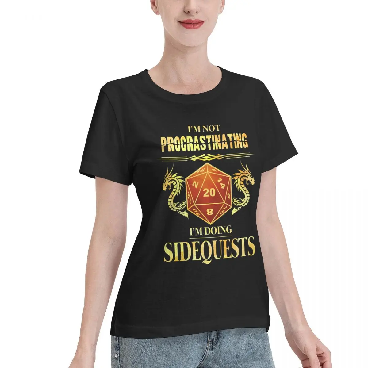 Oversized Option I M Not Procrastinating I M Doing Sidequests D20 Women's T-shirt Cool Streetwear Tee