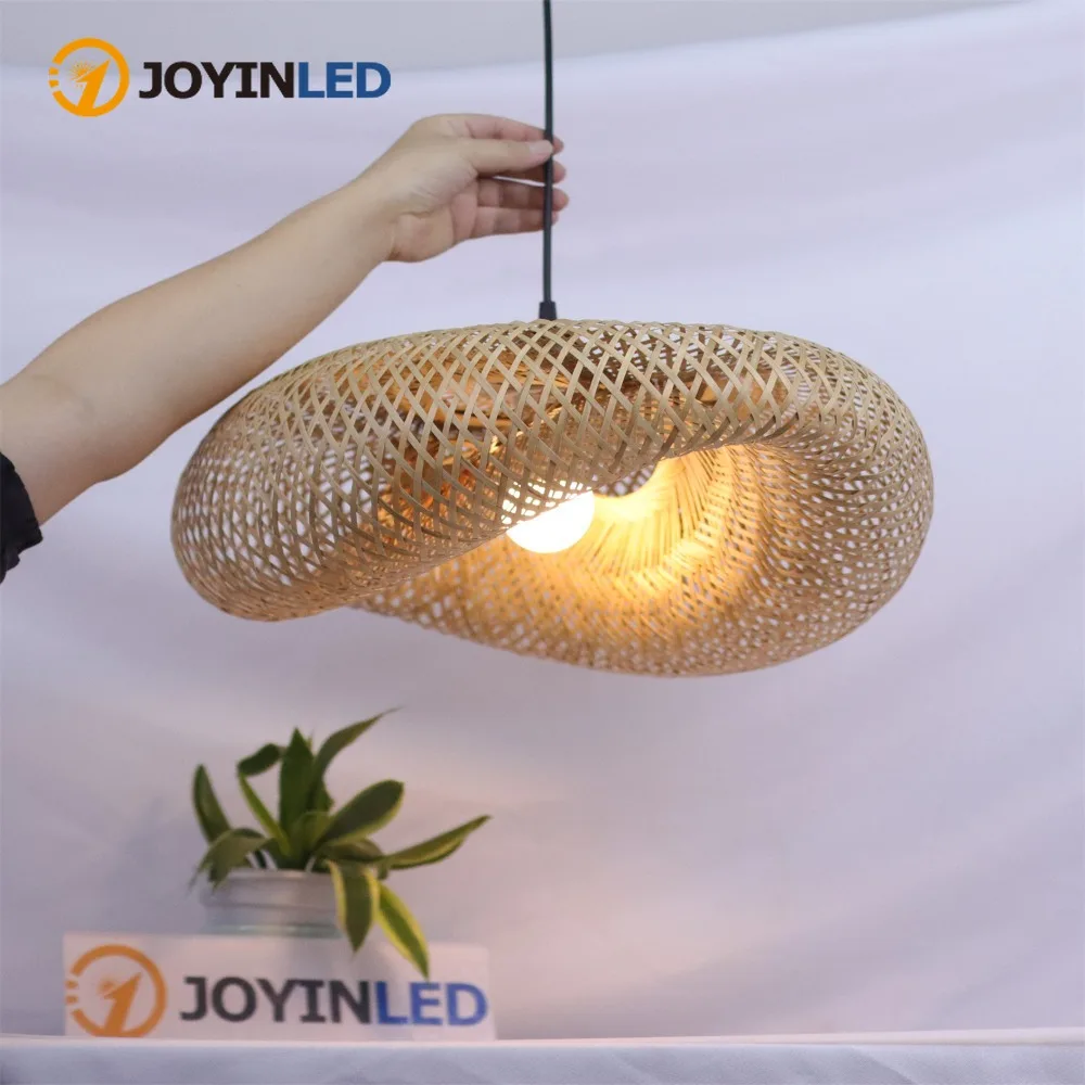 

JOYINLED бамбуковый подвесной светильник, натуральный ручной работы, 40/60/80 см, подвесной абажур для гостиной, домашний декор, столовая