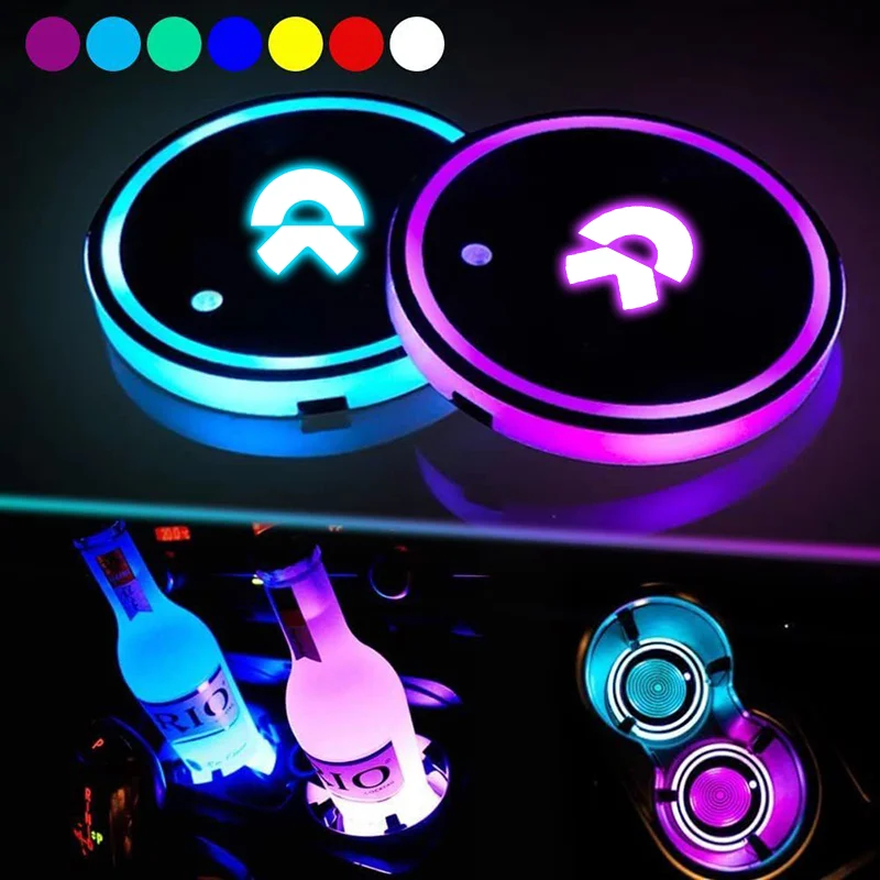 

2pcs LED Car Water Cup Mat Drink Holder For NIO WeiLai EC6 ES6 ES7 ES8 ET7 ET5 ET9 Auto Interior Decorative Atmosphere Lights