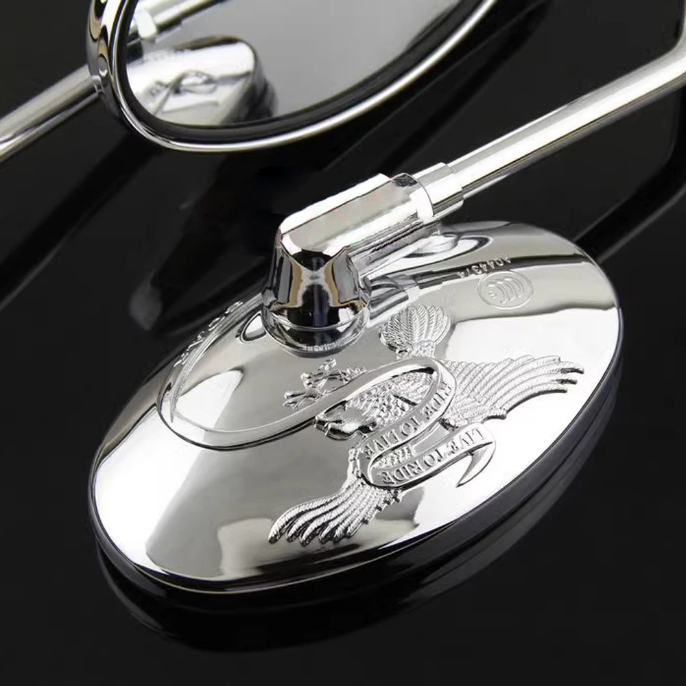 Universal Motorcycle Mirror Chrome Oval Motorcycle Rear View Side