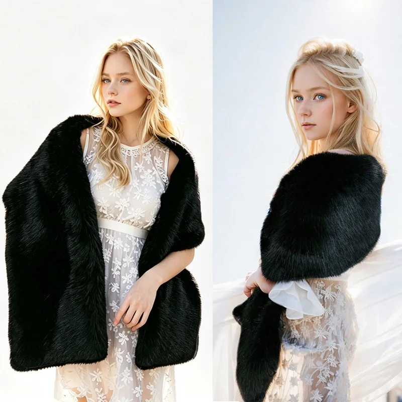 Fluffy fur shawl, perfect for winter parties elegant outfits, a slimming and luxurious accessory