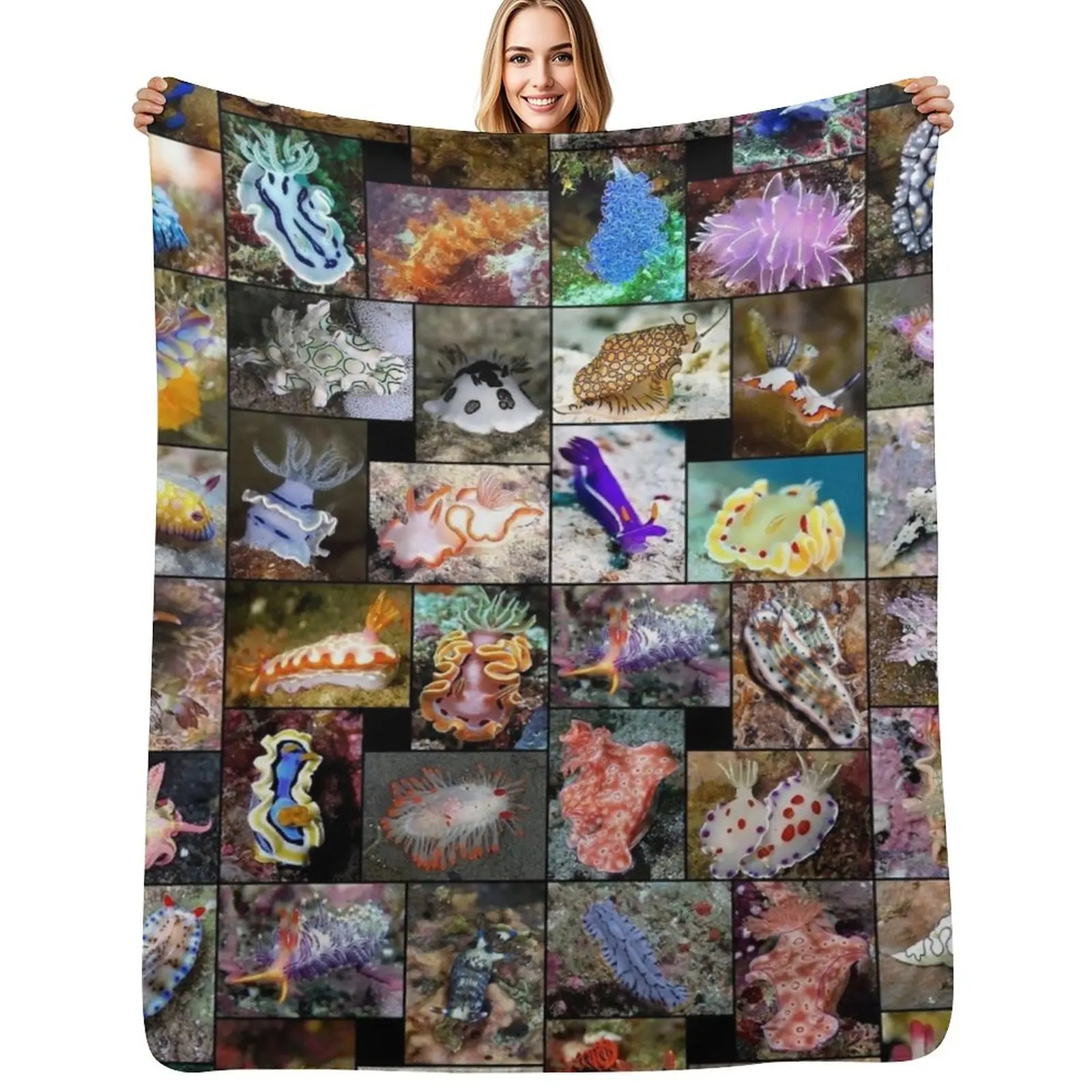 

Sea Slugs Throw Blanket Plaid on the sofa manga Moving Plaid Blankets