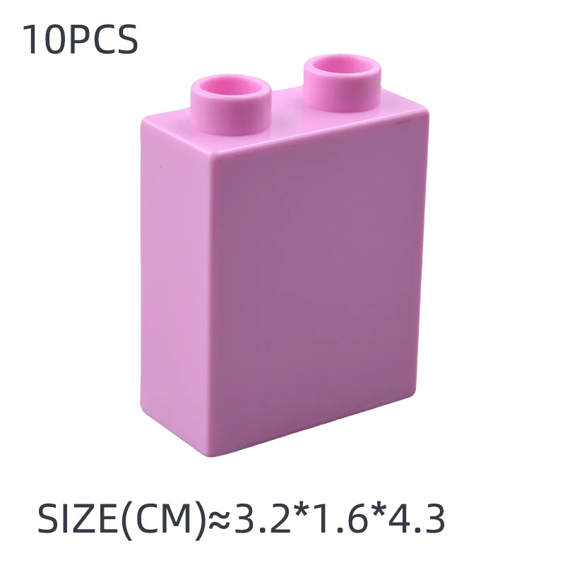 10Pcs 1*2 Dots Big Size Colorful Building Blocks Large High Bricks Educational Creative Kid Toys Compatible