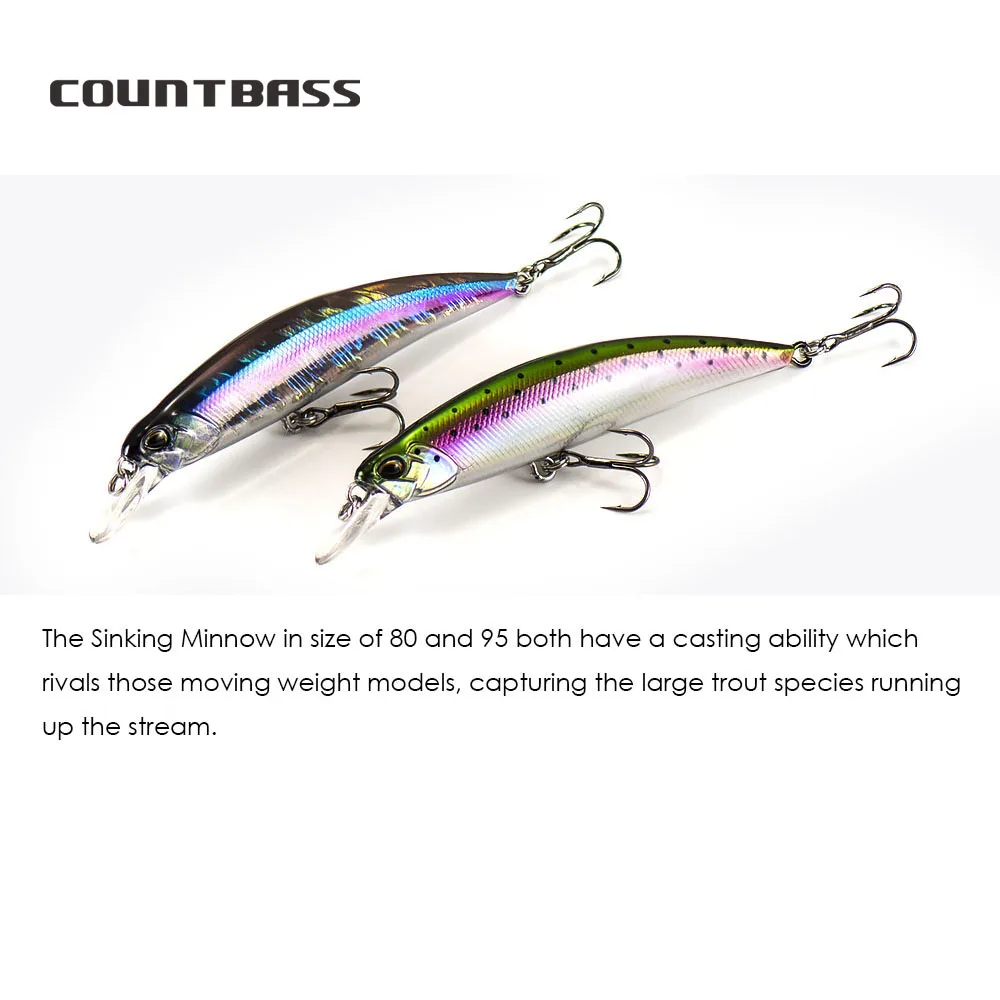 COUNTBASS Sinking Minnow 45 mm 60 mm 70 mm 80 mm 95 mm Harte Köder Angelköder Wobbler Wobbler Barsch Leurre Anglerköder