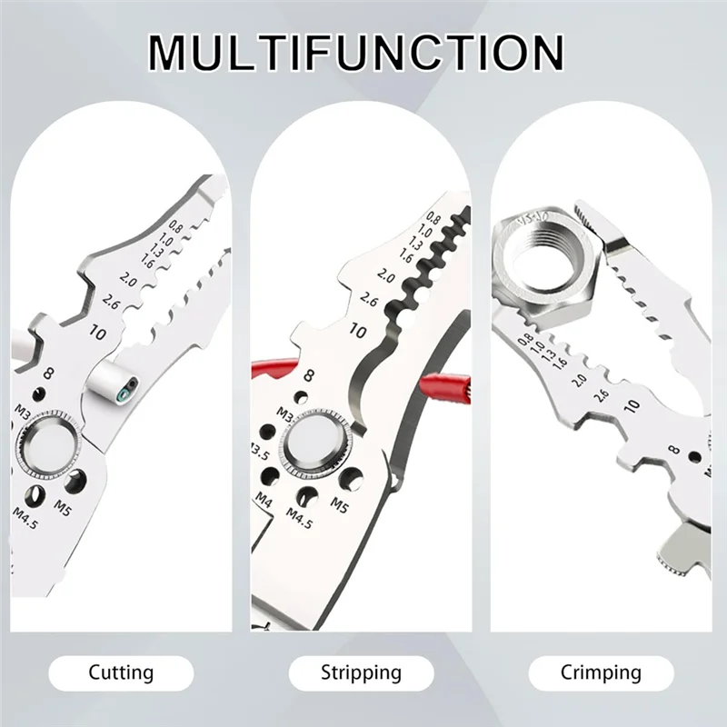 

Multifunctional Wire Stripper Crimper Cable Cutter Pliers, Professional Electrical Wire Stripping Tool 2Pcs-ABGL