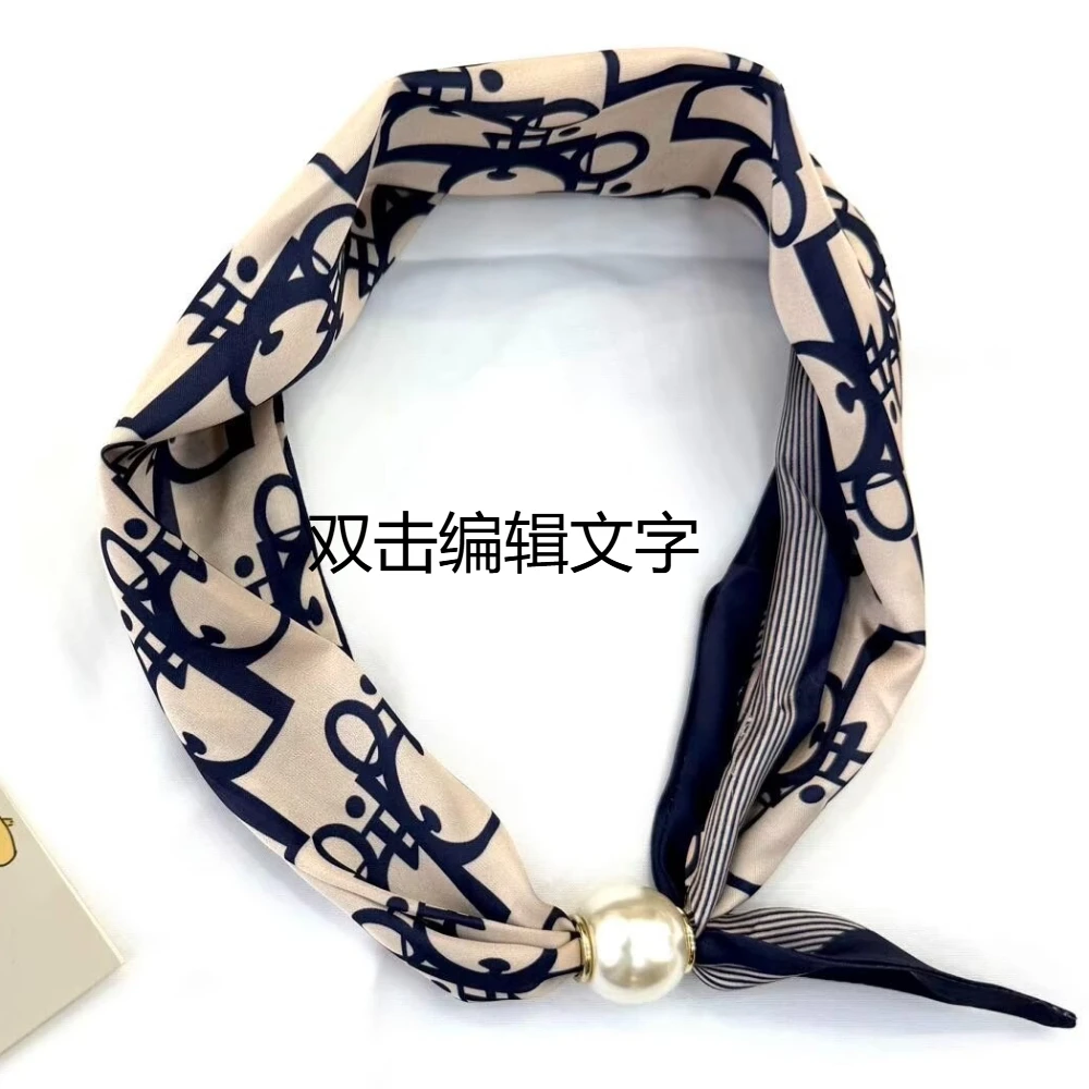1 Women's Vintage Printed Satin Neck Scarf Removable Magnetic Buckle Scarf Tie for Hair Wrap Neck Decor Office Accessories - view 6