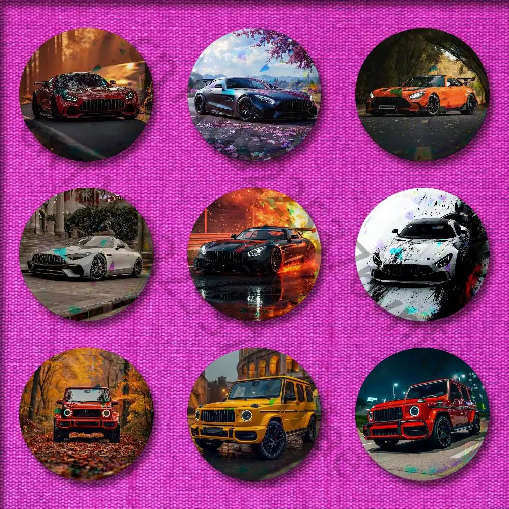 

Sport Car M-MercedesS Cool Badge For 75mm 25mm 32mm 44mm 58mm Round Pin Brooch Insignia Cover Hat Cap