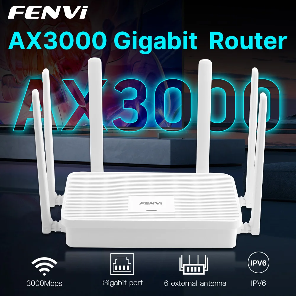 FENVI WIFI6 AX3000 Wireless Gigabit Internet Router Dual Band 2.4G/5G 802.11AX Wireless Signal Amplifier Booster For Home Office