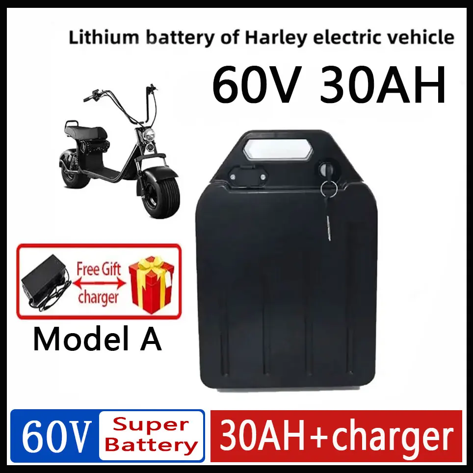 Für Harley Citycoco 60V 40Ah Lithium-Batterie 18650 Wasserdichter Elektromotorrad-Akku Geeignet für City Coco Elektroroller 67.2V2A