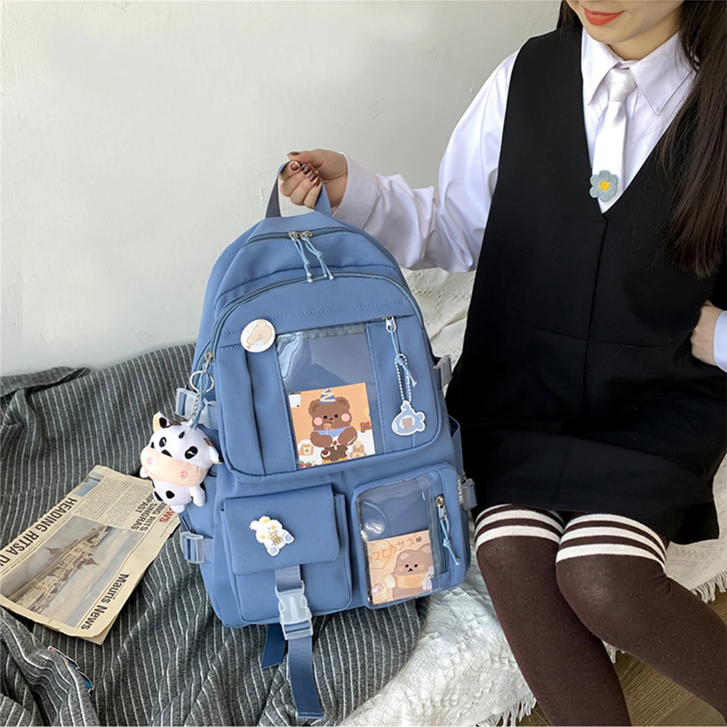 Gift Idea Comfortable And Spacious Backpack For Women Durable Junior High School Student School Bags white