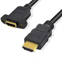 Verlängerung Kabel HDMI-kompatibel Männlich Zu Weiblich mit Schraube Panel Mount Gold Überzogene Video Adapter Stecker 50cm 1FT 1080P HDTV