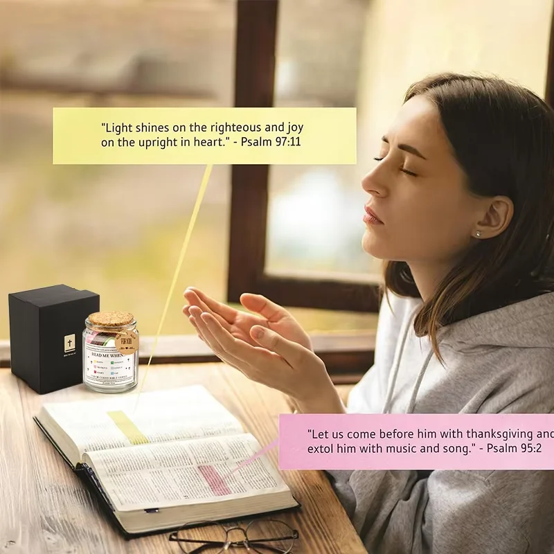 Bible Verse Jar German Spanish English Scripture Prayer Hope Decor Positive Thinking Emotional Support Scripture Storage Gift