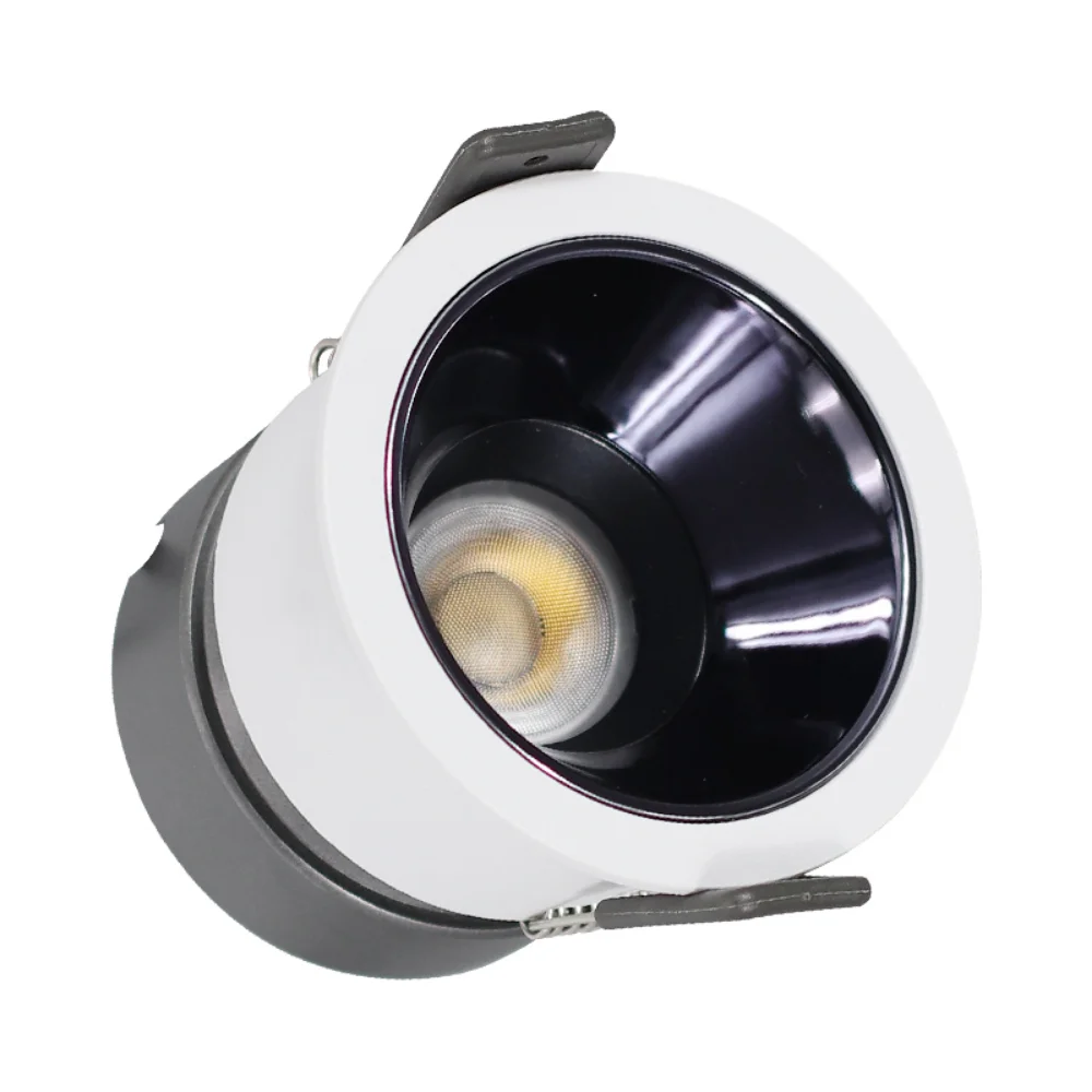 Anti-reflexo de alumínio Cob Downlight, estreito incorporado, projector de teto ultra-fino, alto CRI profundo, 7W