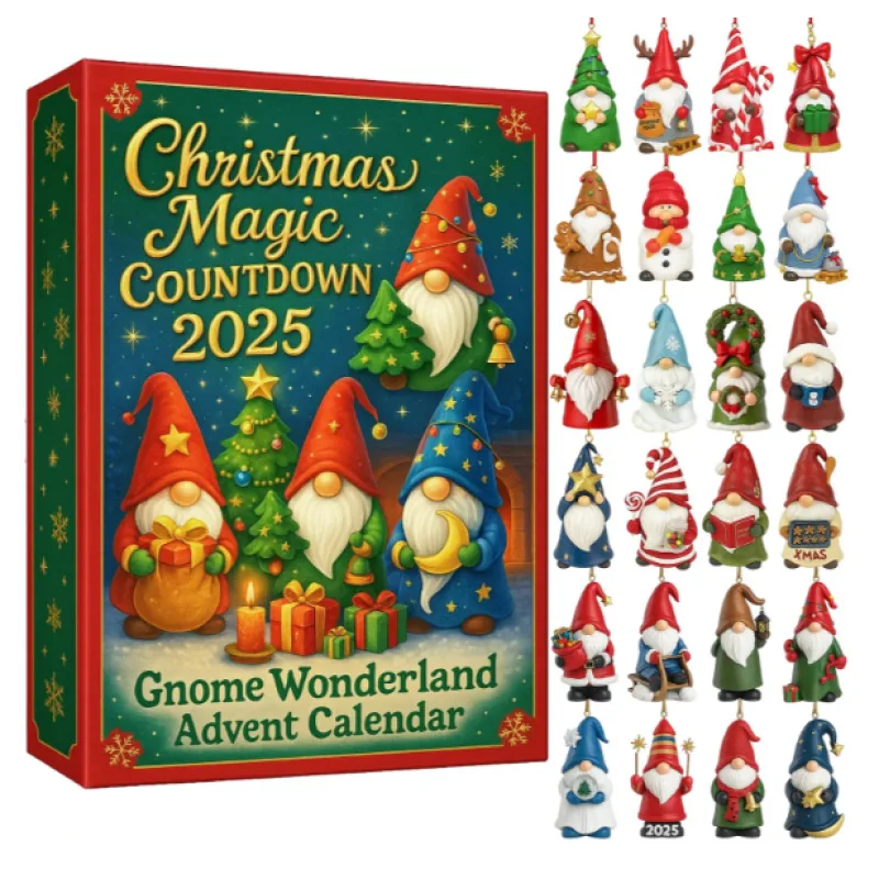 Weihnachtszwerg-Adventskalender 2025, Zwerg-Ornamente, Countdown-Kalender mit 24 Überraschungsfiguren, Weihnachtsdekoration für den Urlaub