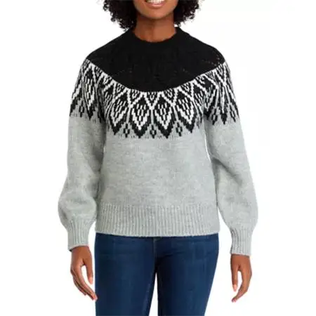 

Thi Long Sve Knitted Sweater Autumn Winter Women's Faion Island Flower Patterned Hooded Base Layer Large Size Sweater