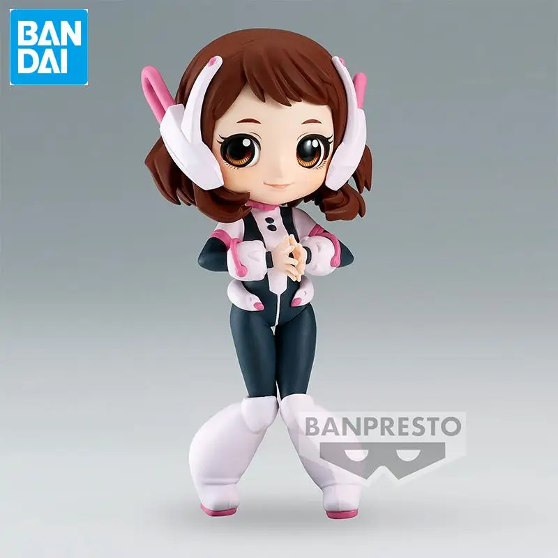 Bandai Original My Hero Academia Anime Figure 14Cm Ochaco Uraraka Q Posket Figure Toys for Kids Gift Collectible Model Ornaments