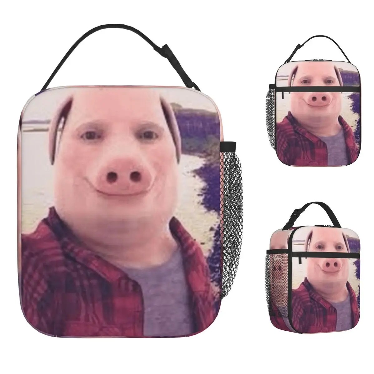 John Pork Lunch Bag Retro Lunch Box School Convenient Tote Food Bags For Child Oxford Print Cooler Bag