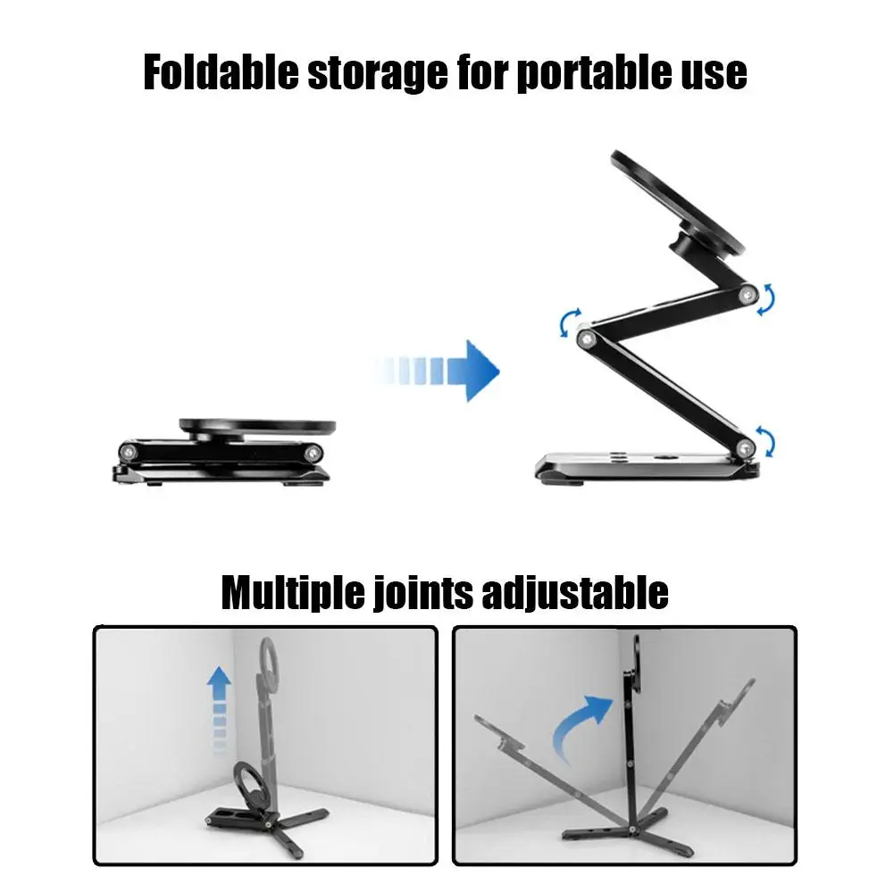 2024 Foldable Magnetic Phone Tripod Stand Selfie Stick Desktop Magnet Phone Holder for Iphone 15 14 13 12 Samsung Case