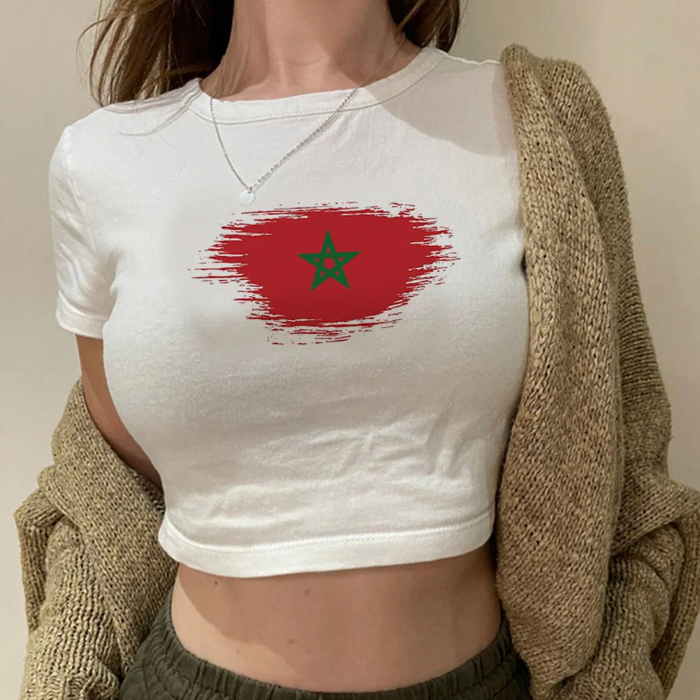 Maroc Morocco hippie  aesthetic korean fashion crop top Woman vintage fairycore Kawaii kawai t-shirts tshirt